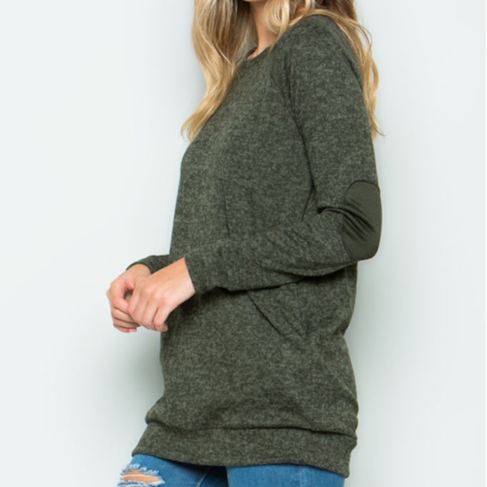 Plus Oversized Boyfriend Sweater w/ Elbow Patches - Picture 3 of 5